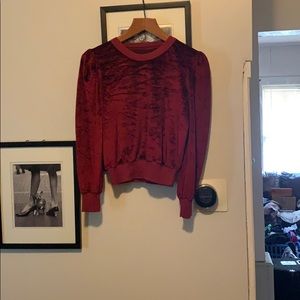 Vintage 70’s Burgundy Velveteen Puff Shoulder Top